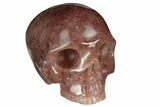 Realistic, Carved Strawberry Quartz Crystal Skull #150999-2